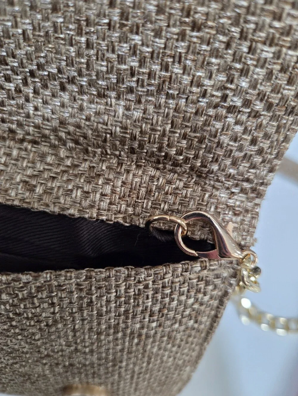 Sitara Gold-Tone Woven Crossbody Clutch - Textured Removable Strap Dust Bag